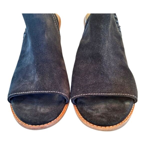 Sofft Leather Whipstitched Peep-Toe Booties Maleigha Black Suede 9.5 Comfort - Picture 8 of 15